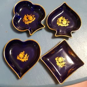 Vintage Limoges Card Suit Trinket Dishes